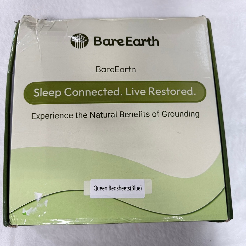 BareEarth Grounding Sheet Queen Blue Earthing Bedding with Connection Cable NEW